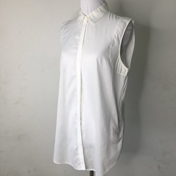 Helmut Lang Women's White 100% Cotton Sleeveless Button Down Shirt Size Medium - Picture 7 of 16